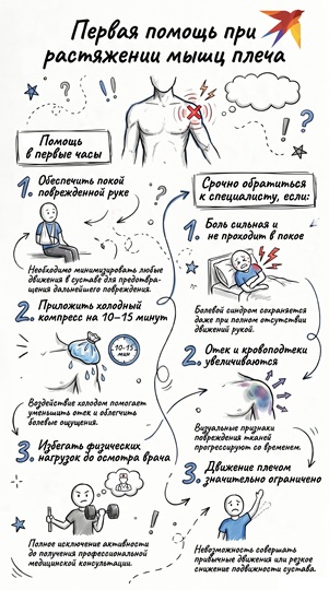Первая помощь при растяжении мышц плеча