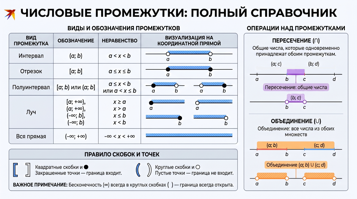 Числовые промежутки инфографика