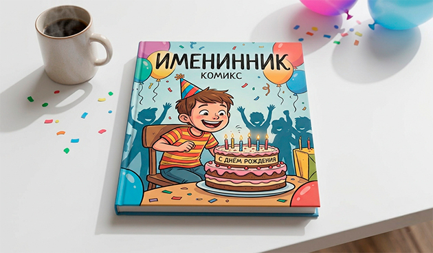 Мини-комикс с именинником в главной роли