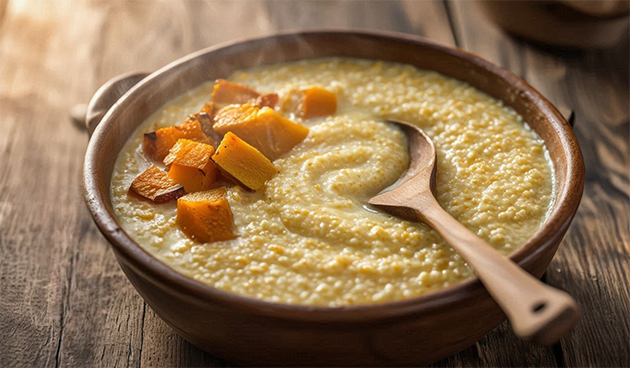 Пшенная каша с тыквой в горшочке