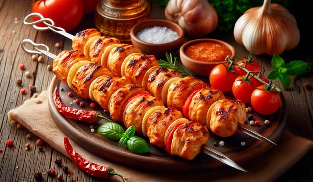 Шашлык на кефире с травами