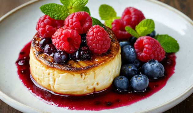 Жареный камамбер с ягодным соусом