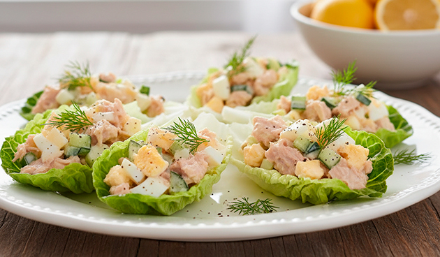 Лодочки из айсберга с тунцом