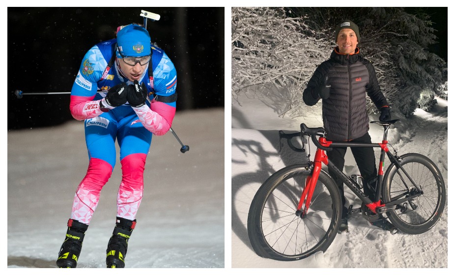 Продюсер СБР Алексей Криворучко передаст Латыпову велосипед немецкого биатлониста. 
Фото: Telegram СБР