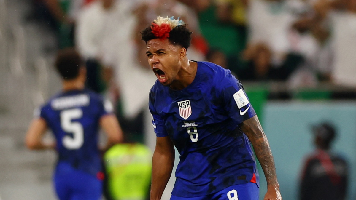 Уэстон Маккени празднует гол сборной США в ворота Ирана. Фото: REUTERS