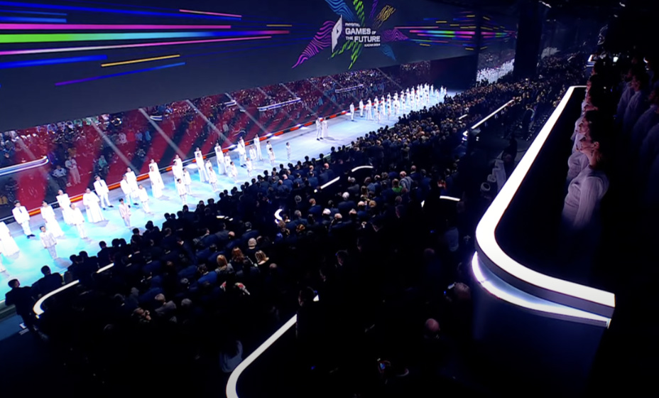 Игры Будущего открыли с размахом: дроны, голограммы, лазеры, а гимн России исполнял Дмитрий Билан. Фото: трансляция Церемонии открытия