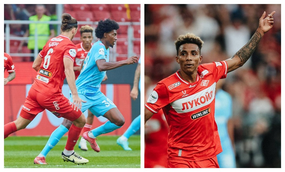 Жедсон (на фото справа) забил первый мяч за «Спартак» в ворота «Зенита». Фото: Соцсети «Спартака» и «Зенита»