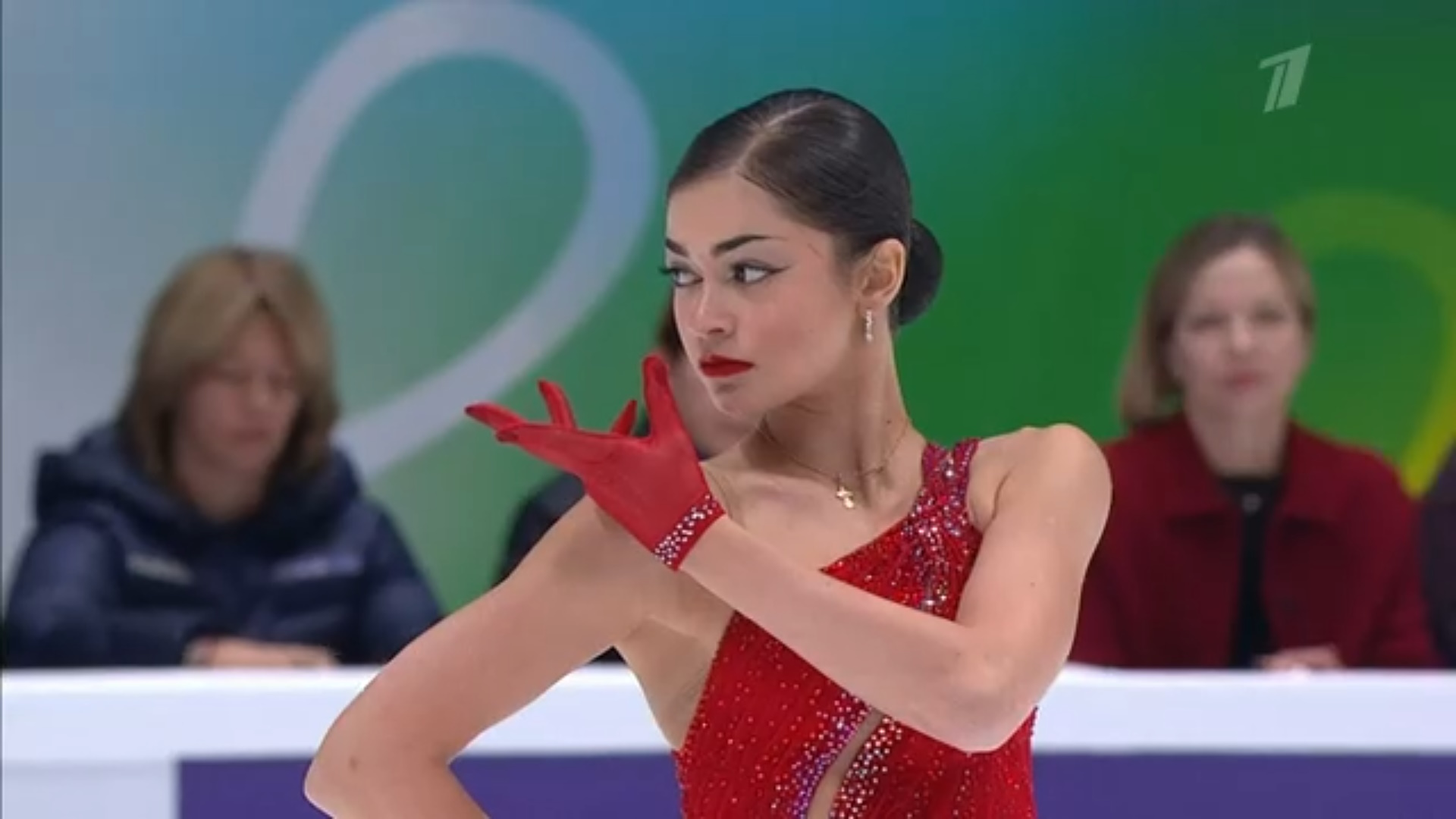 Аделия Петросян будет представлять Россию на Олимпиаде-2026. Фото: стоп-кадр прямого эфира 
